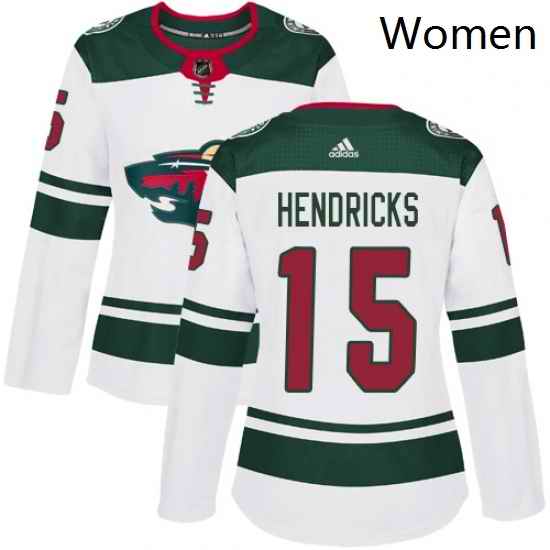 Womens Adidas Minnesota Wild 15 Matt Hendricks Authentic White Away NHL Jersey